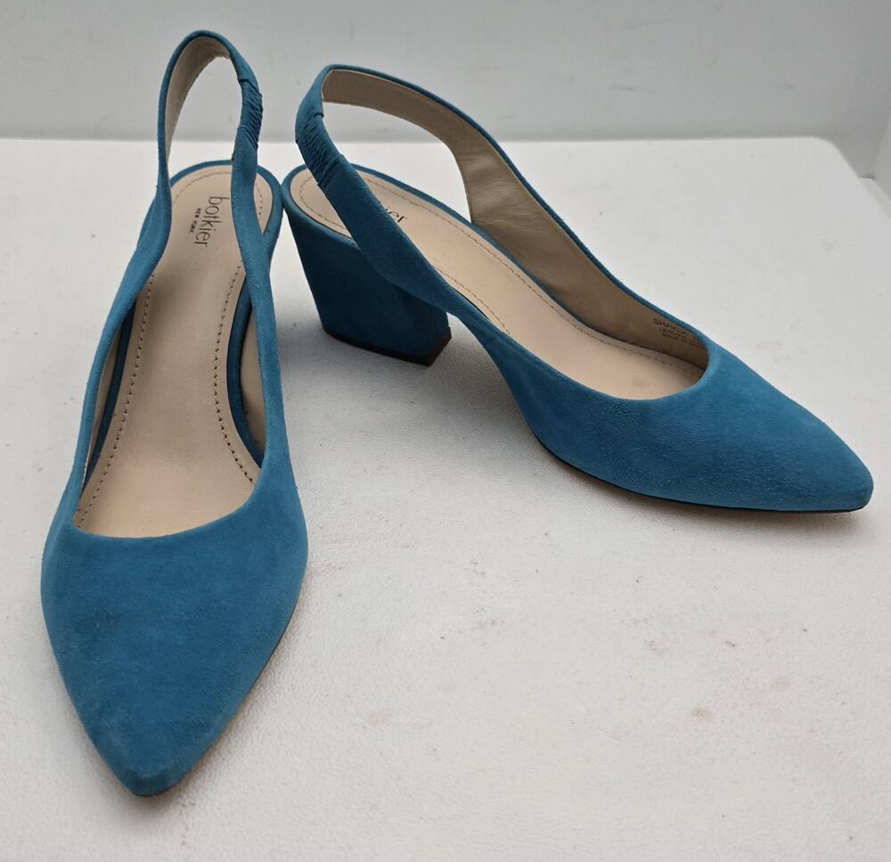 Botkier New York Suede Leather Slingback Pointed Toe Pumps Teal Size 8M